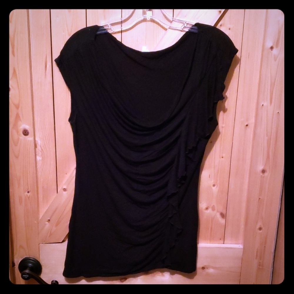 Black ruffled blouse